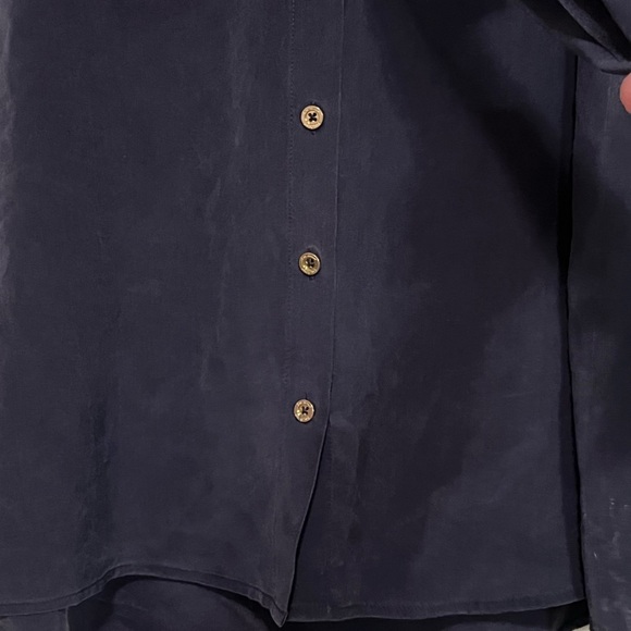 Lilly Pulitzer Raleigh navy blue 100% silk button down tank top with neck tie - Picture 5 of 11